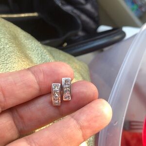 These are vintage Platinum princess cut diamond earrings w/ screw backings VS G.
